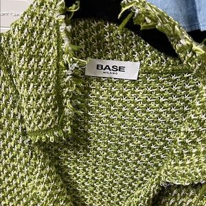 Zara Green and White Textured Knit Blazer